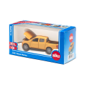 Miniatura de metal Nissan Navara Siku escala 1:50 color naranja metalizado con puertas practicables.