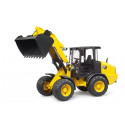 Cargadora de ruedas articulada compacta Cat de juguete Bruder a escala 1:16 con pala frontal.