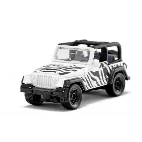 Jeep Wrangler Safari de juguete Siku, miniatura metálica todoterreno con ruedas grandes y enganche.
