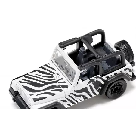 Jeep Wrangler Safari de juguete Siku, miniatura metálica todoterreno con ruedas grandes y enganche.
