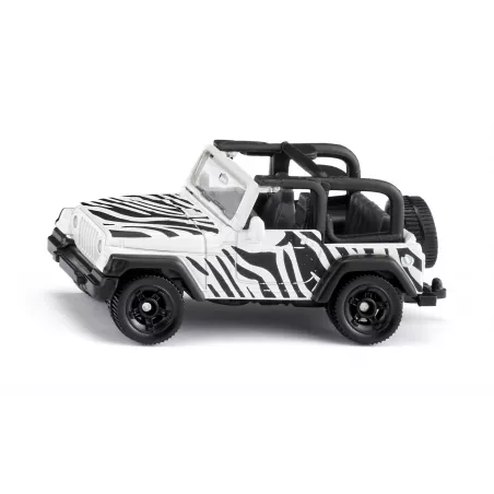 Jeep Wrangler Safari de juguete Siku, miniatura metálica todoterreno con ruedas grandes y enganche.
