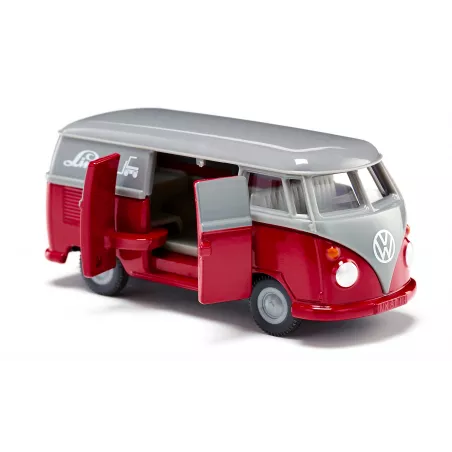 Furgoneta miniatura Volkswagen T1 gris rojizo de metal Siku con puertas practicables