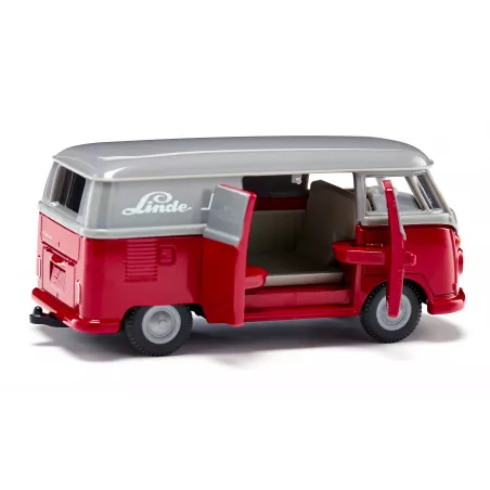 Furgoneta miniatura Volkswagen T1 gris rojizo de metal Siku con puertas practicables