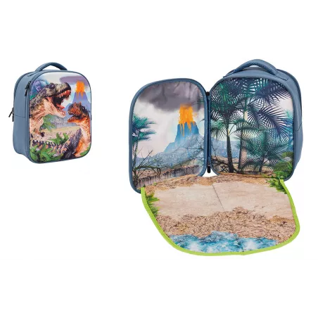 Mochila escolar infantil 3D con relieve de dinosaurios y correas ergonómicas.