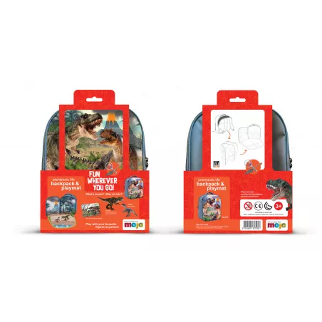 Mochila infantil Dinosaurius 3D Junior con figuras de juguete de T-Rex y Velociraptor