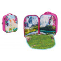 Mochila escolar infantil 3D con relieve de escenario de unicornios de colores y correas acolchadas.