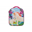 Mochila escolar infantil 3D con relieve de escenario de unicornios de colores y correas acolchadas.