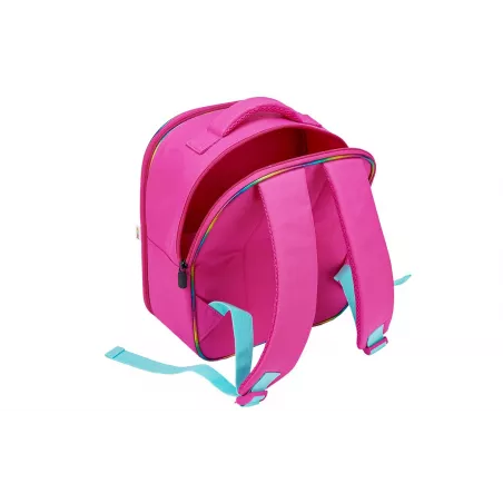 Mochila escolar infantil 3D con relieve de escenario de unicornios de colores y correas acolchadas.