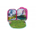 Mochila escolar infantil 3D con relieve de escenario de unicornios de colores y correas acolchadas.