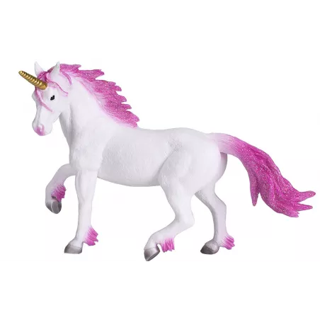Mochila infantil de unicornios en 3D con dos figuras de juguete y folleto coleccionable.