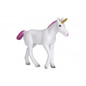 Mochila infantil de unicornios en 3D con dos figuras de juguete y folleto coleccionable.