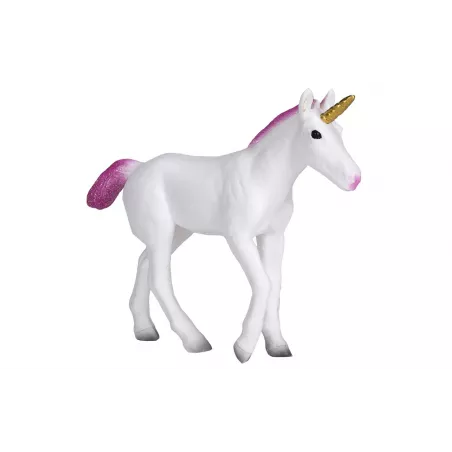 Mochila infantil de unicornios en 3D con dos figuras de juguete y folleto coleccionable.