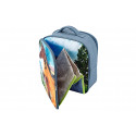 Mochila escolar 3D con relieve de caballos en un paisaje, diseño ergonómico y acolchado para niñas.