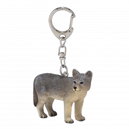 Llavero con diseño de lobo detallado y resistente para organizar llaves con estilo.