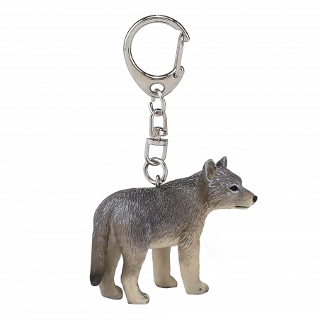 Llavero con diseño de lobo detallado y resistente para organizar llaves con estilo.