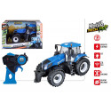 Tractor de juguete radiocontrol New Holland de 34 cm con tecnología de 2.4 GHz para control preciso.