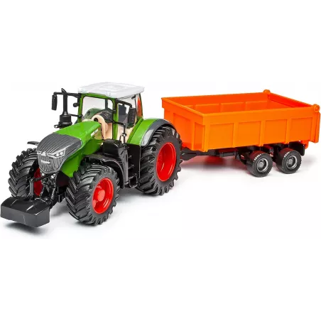 Tractor Fendt 1000 Vario a escala 1:43 de metal con remolque de juguete