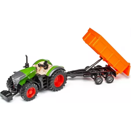 Tractor Fendt 1000 Vario a escala 1:43 de metal con remolque de juguete