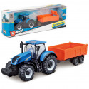 Tractor de juguete New Holland T7.315 HD a escala 1:43 con remolque basculante funcional.