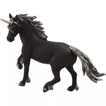 Figura de unicornio negro de Mojo, pieza de colección detallada y elegante de estilo mitológico.