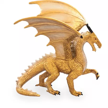 Figura coleccionable de dragón dorado marca Mojo con acabados detallados de alta calidad.
