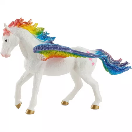 Pegaso Arcoíris de juguete marca Mojo con alas de colores vibrantes y detalles realistas para coleccionistas.