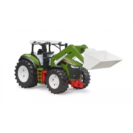 Tractor de juguete Roadmax con cargador frontal articulado y ruedas todoterreno para niños.