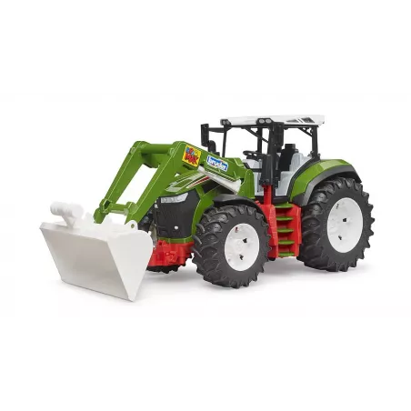 Tractor de juguete Roadmax con cargador frontal articulado y ruedas todoterreno para niños.