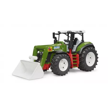 Tractor de juguete Roadmax con cargador frontal articulado y ruedas todoterreno para niños.