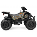 Quad eléctrico infantil Polaris Outlaw 330W con diseño de camuflaje y batería de 12V.