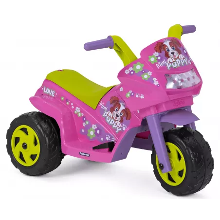 Moto eléctrica infantil Mini Puppy de diseño italiano para niños desde un año con luces y sonidos.