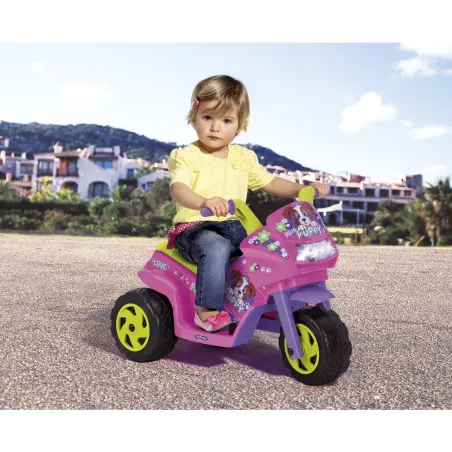 Moto eléctrica infantil Mini Puppy de diseño italiano para niños desde un año con luces y sonidos.