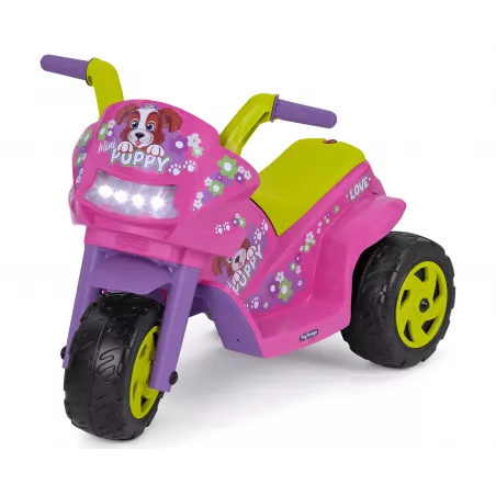 Moto eléctrica infantil Mini Puppy de diseño italiano para niños desde un año con luces y sonidos.