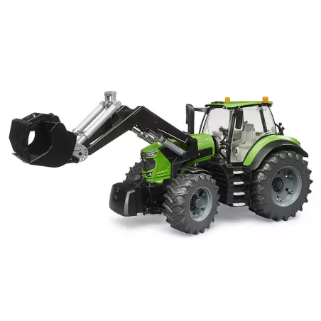 Tractor de juguete Deutz 8280 TTV Bruder a escala 1:16 con cargador frontal funcional.