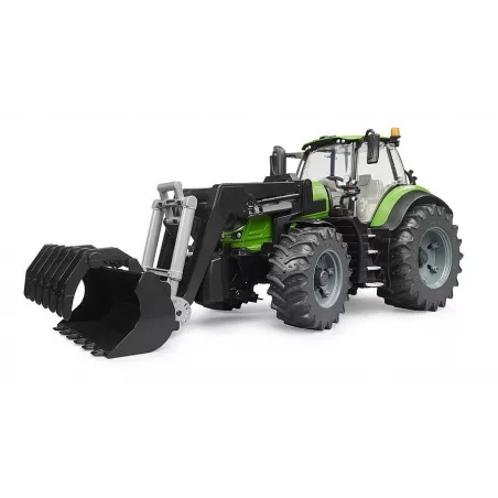 Tractor de juguete Deutz 8280 TTV Bruder a escala 1:16 con cargador frontal funcional.