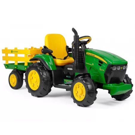 Tractor eléctrico de juguete John Deere RC con remolque para niños