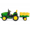 Tractor eléctrico de juguete John Deere RC con remolque para niños