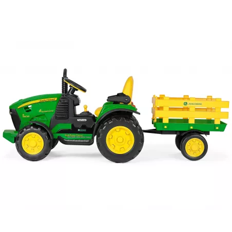 Tractor eléctrico de juguete John Deere RC con remolque para niños