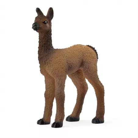 Figura de juguete de potro de llama de Schleich con diseño realista detallado a mano.