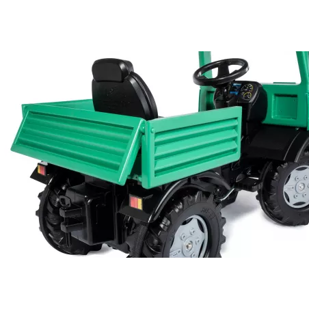 Tractor a pedales RollyUnimog Forestal verde con cabrestante para niños de 3 a 8 años