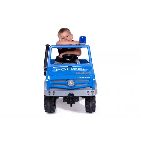 Camión de pedales rollyUnimog THW azul para niños de 3 a 8 años