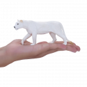 Figura realista de leona blanca Mojo pintada a mano para juego educativo y coleccionistas.