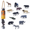 Minijuego de vida salvaje africana con figuras realistas de animales de la sabana pintadas a mano.