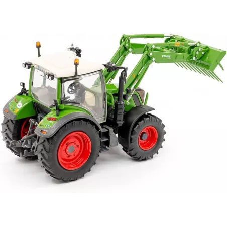 Tractor Fendt 313 Vario a escala 1:32 con cargador frontal de metal para dioramas agrícolas.