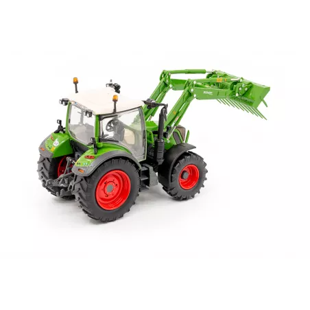 Tractor Fendt 313 Vario a escala 1:32 con cargador frontal de metal para dioramas agrícolas.