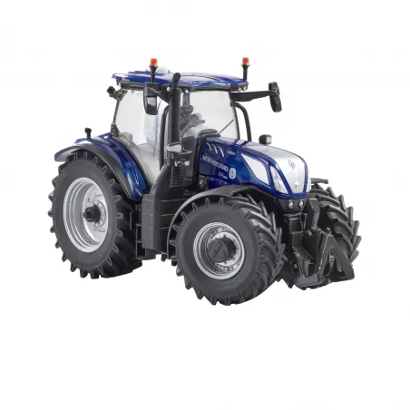 Miniatura a escala 1:32 del tractor New Holland T7.300 LWB Blue Power en color azul metálico para coleccionistas.