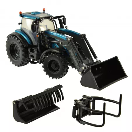 Tractor Valtra T234 turquesa equipado con cargador frontal