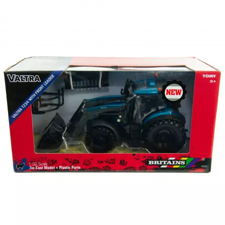 Tractor Valtra T234 turquesa equipado con cargador frontal
