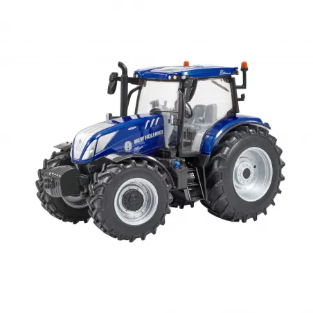 Tractor a escala 1:32 New Holland T6.180 Blue Power de Britains con acabado metalizado para coleccionistas.