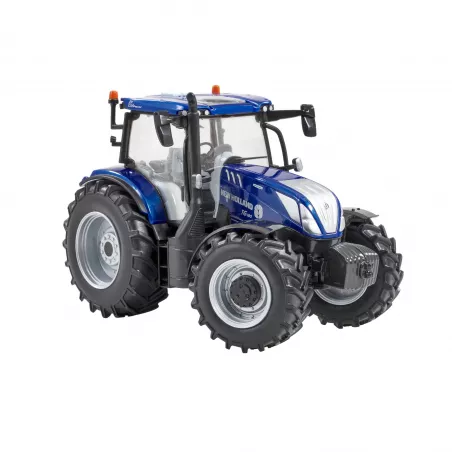 Tractor a escala 1:32 New Holland T6.180 Blue Power de Britains con acabado metalizado para coleccionistas.